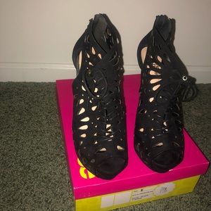Charlotte Russe Black Suede heel booties